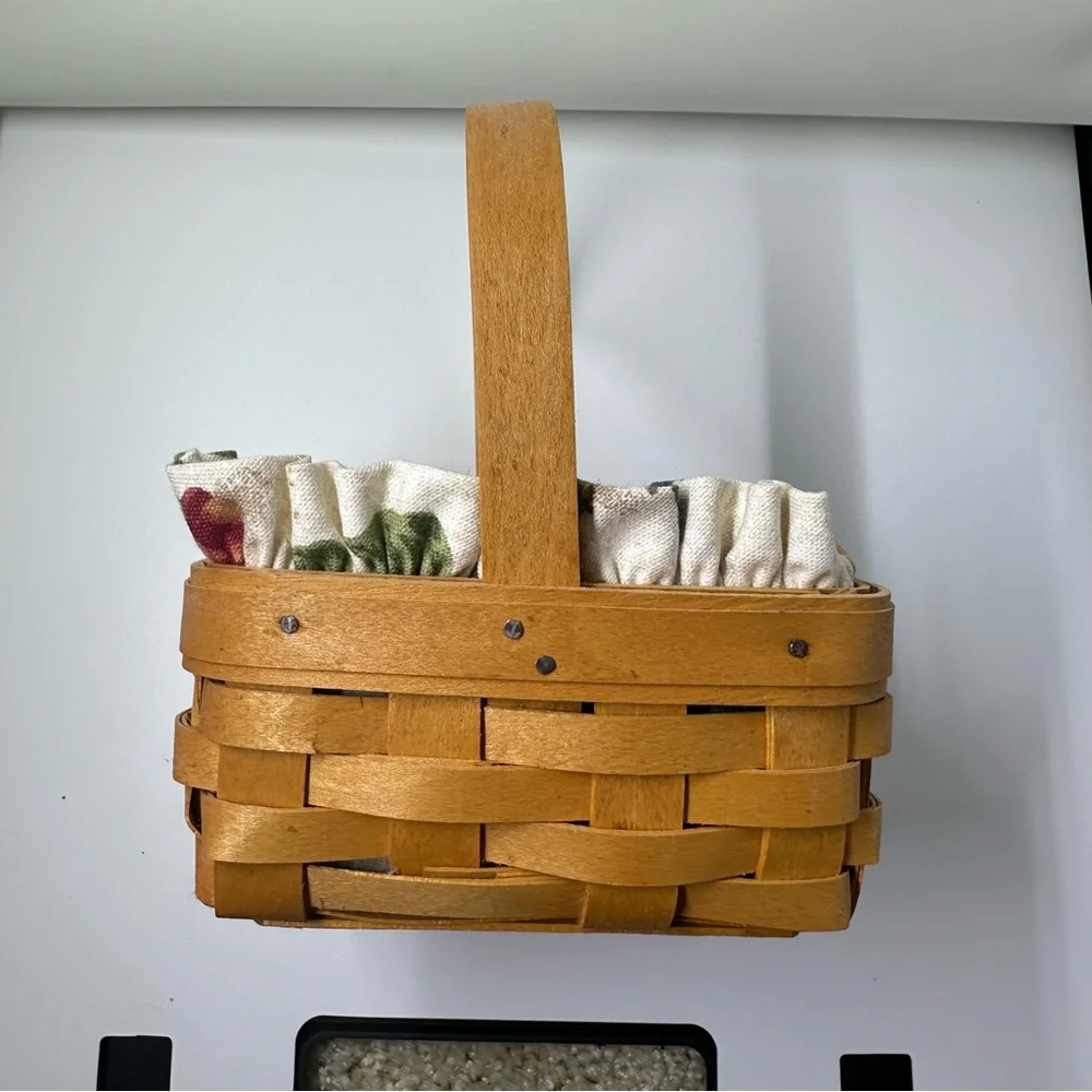 Longaberger Tarrogon Small Square Woven Basket - Fabric‎ Liner - Plastic Liner